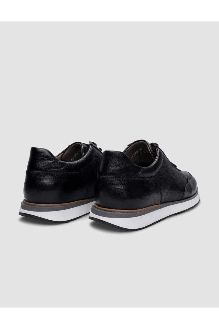 Cabani Shoes Chaussures de sport pour hommes en cuir véritable noir à lacets 100% - Noir