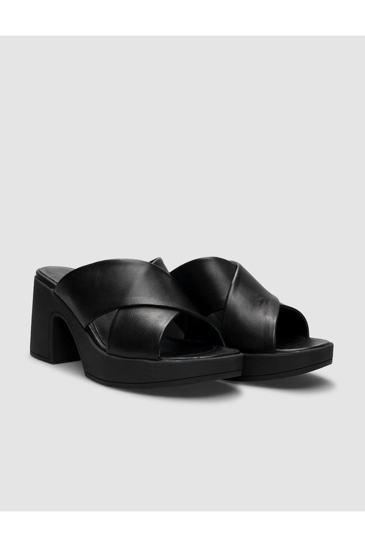 Cabani Shoes %100 Cuir véritable Sandales à talons noires pour femmes - Multicolore