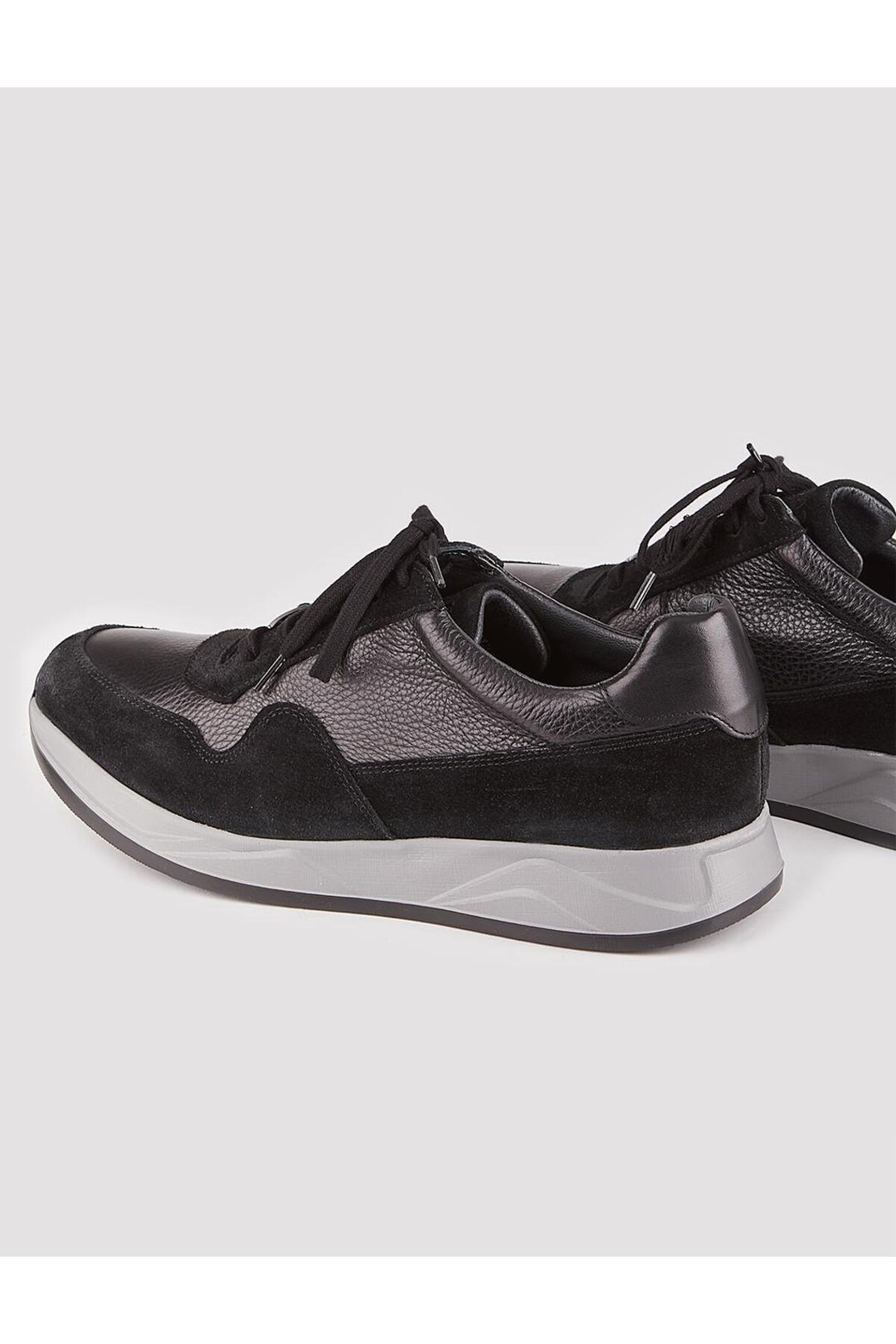 Cabani Shoes Chaussures de sport pour hommes en cuir véritable noires à lacets - Noir