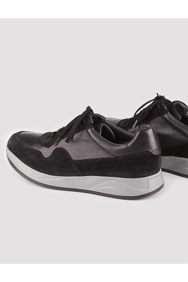 Cabani Shoes Chaussures de sport pour hommes en cuir véritable noires à lacets - Noir