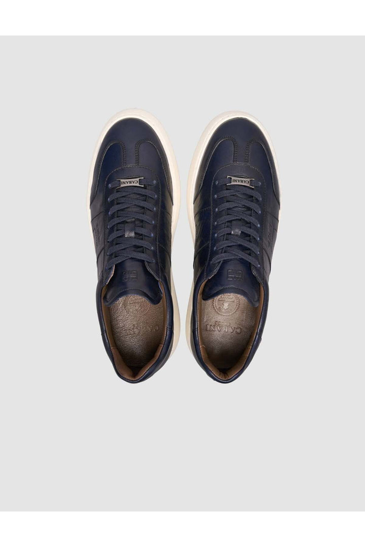 Cabani Shoes Rivavin %100 Cuir Baskets Homme à Lacets Bleu marine - Multicolore