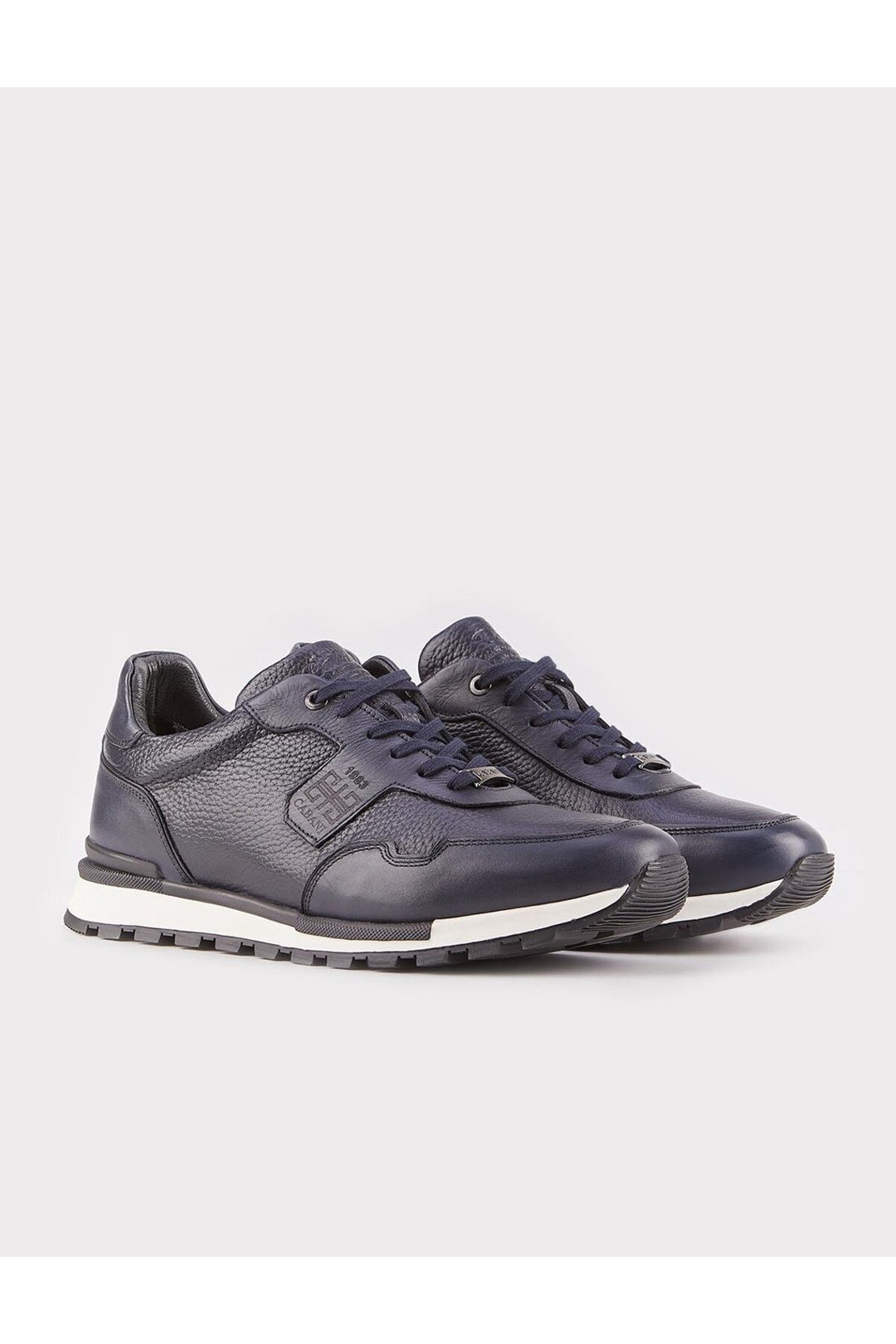 Cabani Shoes Chaussures de sport pour hommes en cuir véritable avec semelle thermo légère, bleu marine et fourrure. - Bleu marine