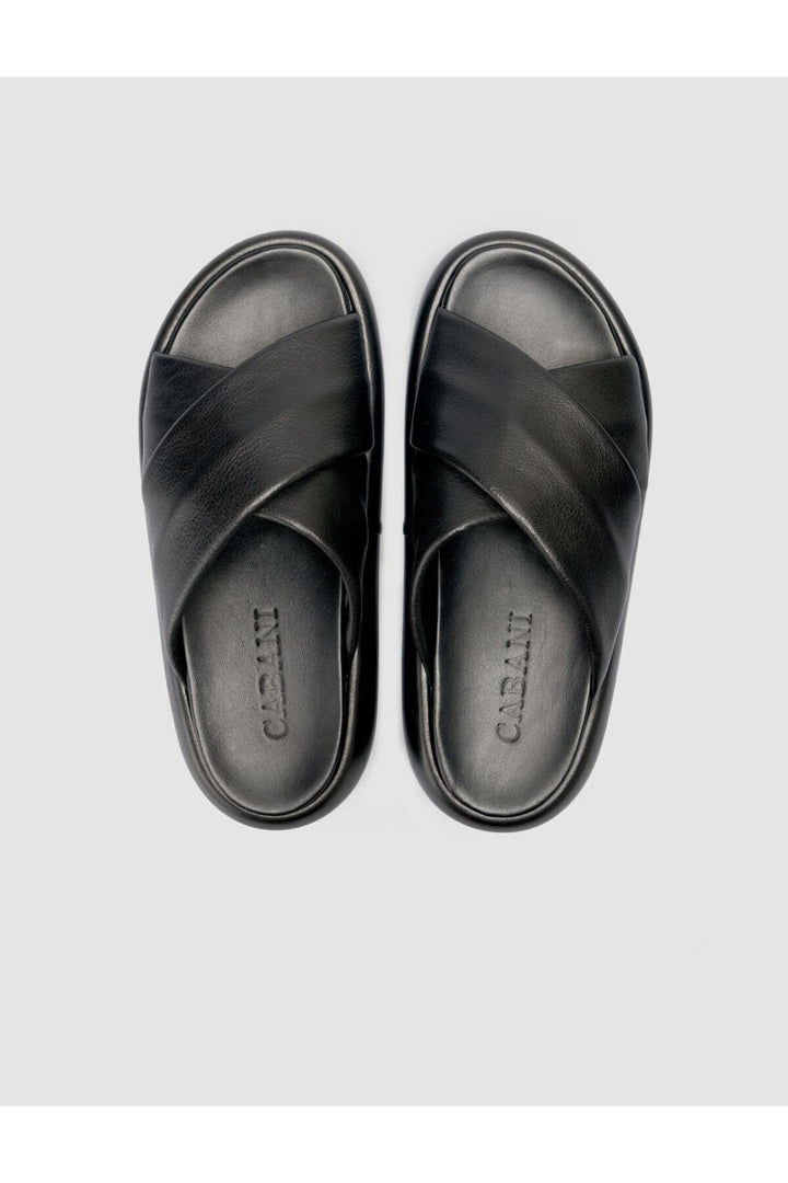 Cabani Shoes %100 Cuir véritable Sandales noires pour femmes - Noir