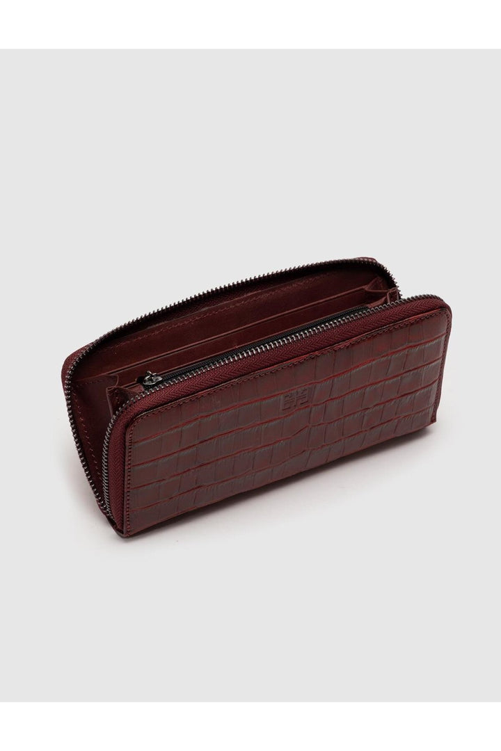 Cabani Shoes Portefeuille femme en cuir véritable bordeaux - Bordeaux
