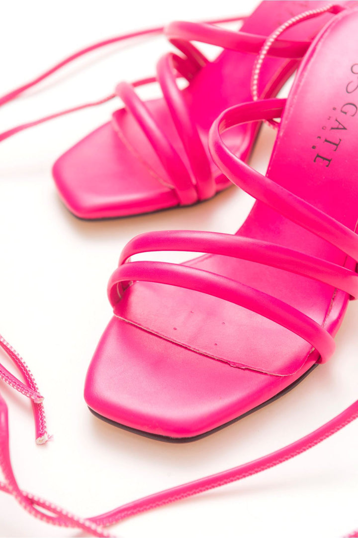Wavelys Sandales ou tongs à lacets amovibles, doublure en cuir véritable, sandales pour femmes - Fuchsia