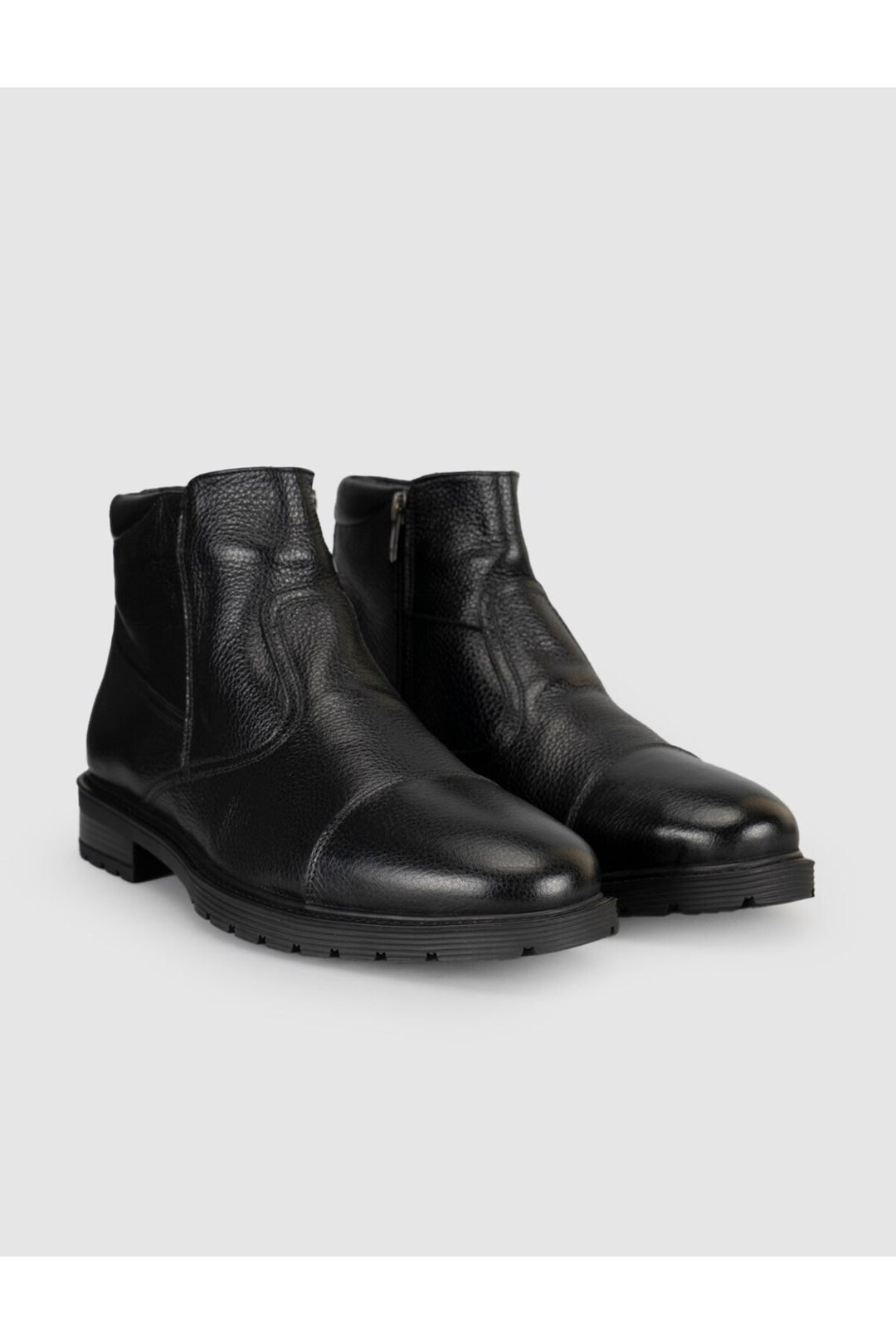 Cabani Shoes Bottines classiques pour hommes en cuir véritable avec fourrure noire et fermeture éclair - Multicolore