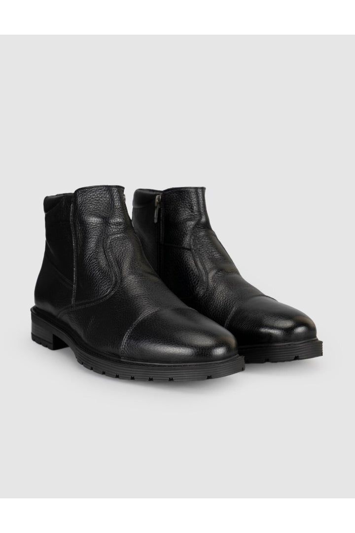 Cabani Shoes Bottines classiques pour hommes en cuir véritable avec fourrure noire et fermeture éclair - Multicolore