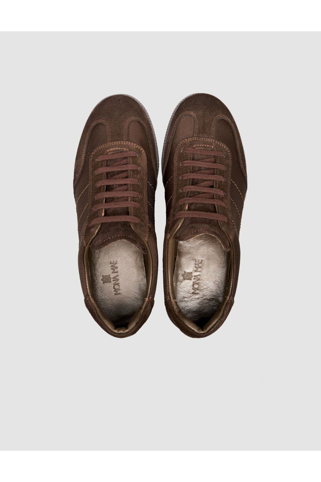 Cabani Shoes Baskets pour femmes en cuir suédé véritable marron à lacets - Marron