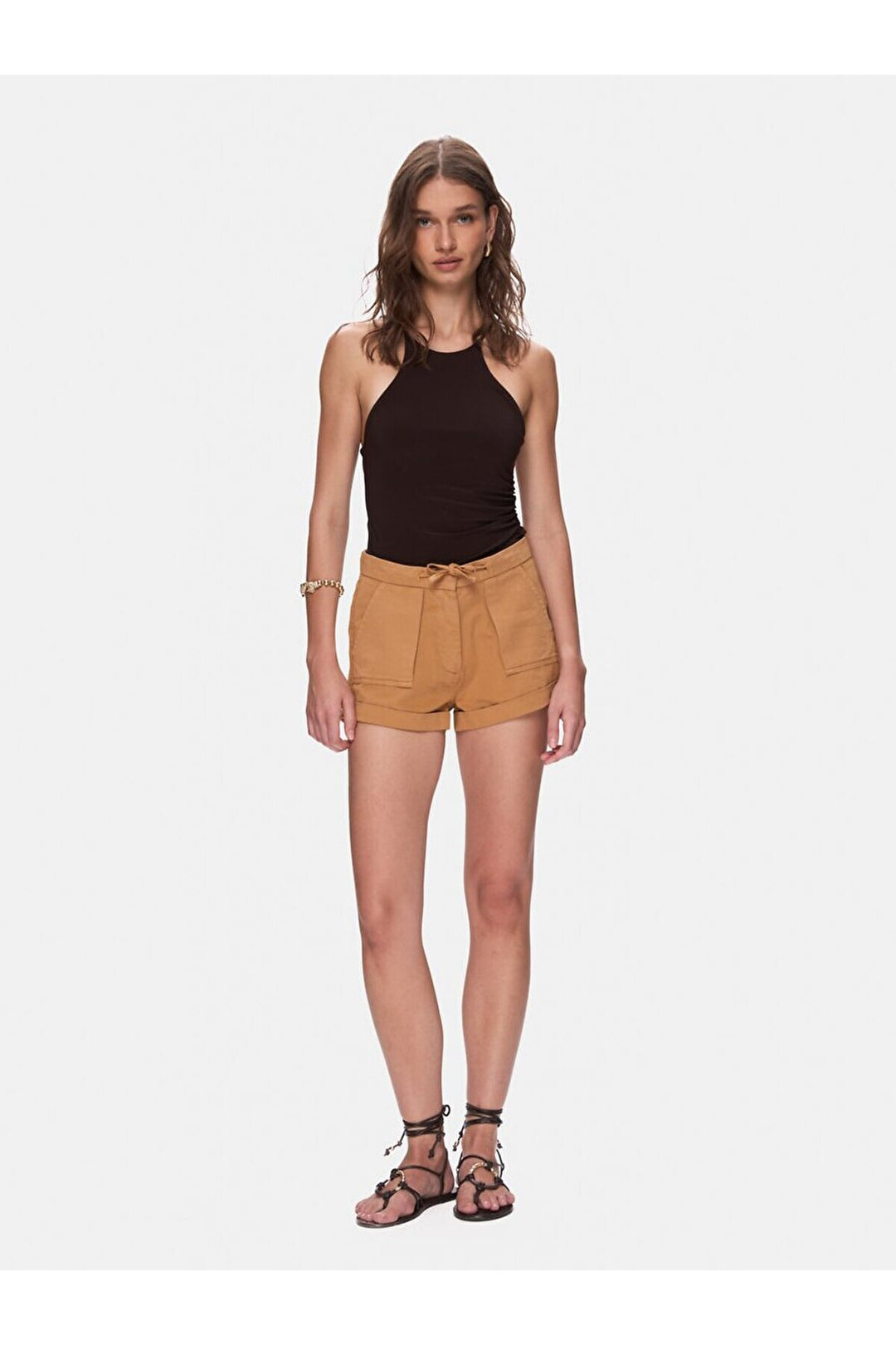 LTB Mini short classique marron en gabardine