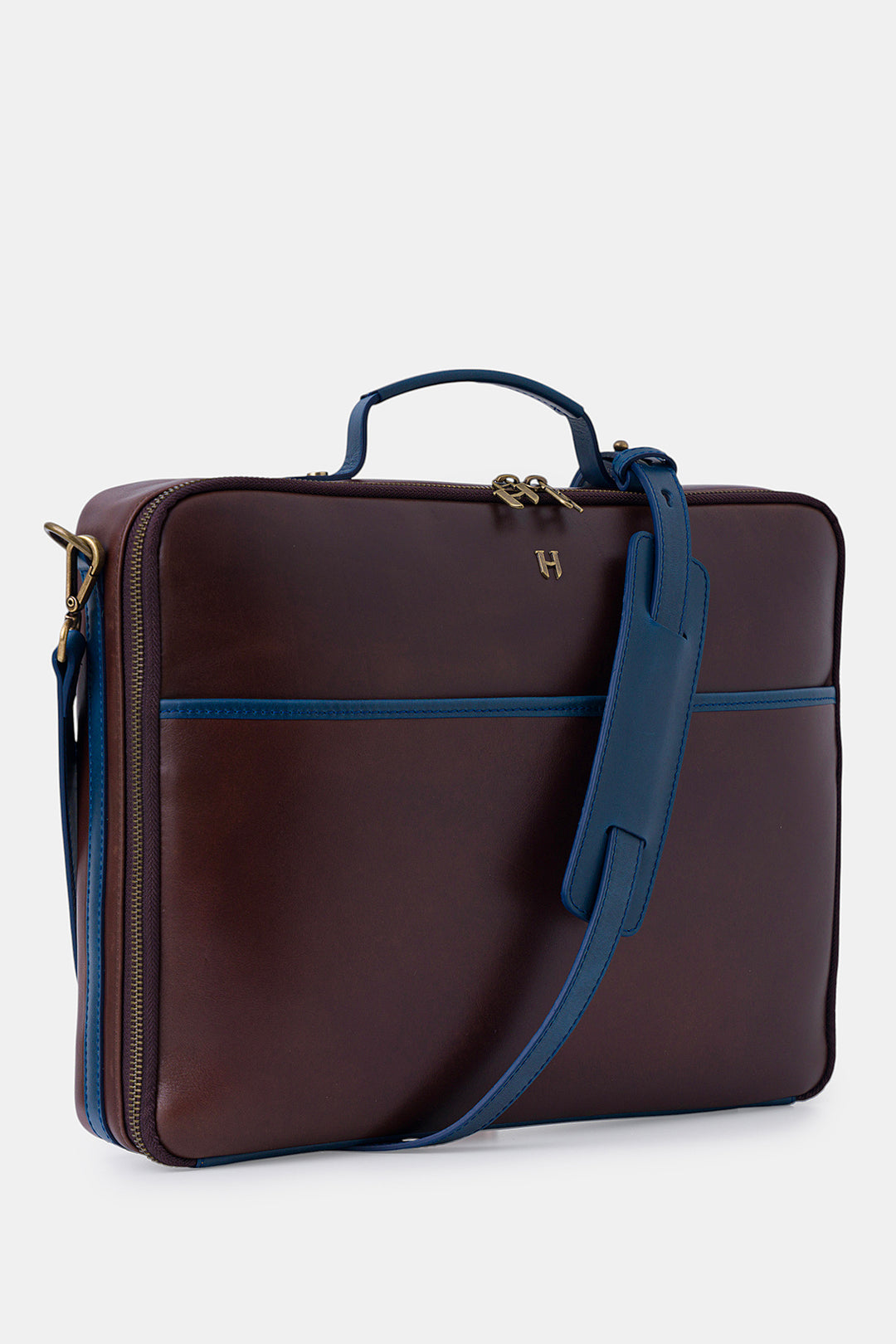 helmbrook Sac pour ordinateur portable Boris en cuir véritable 15,6"à compartiment unique pour homme
