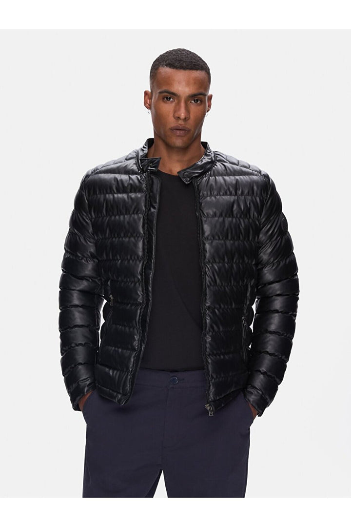 LTB Veste noire basique matelassée à manches longues - si̇yah_3986