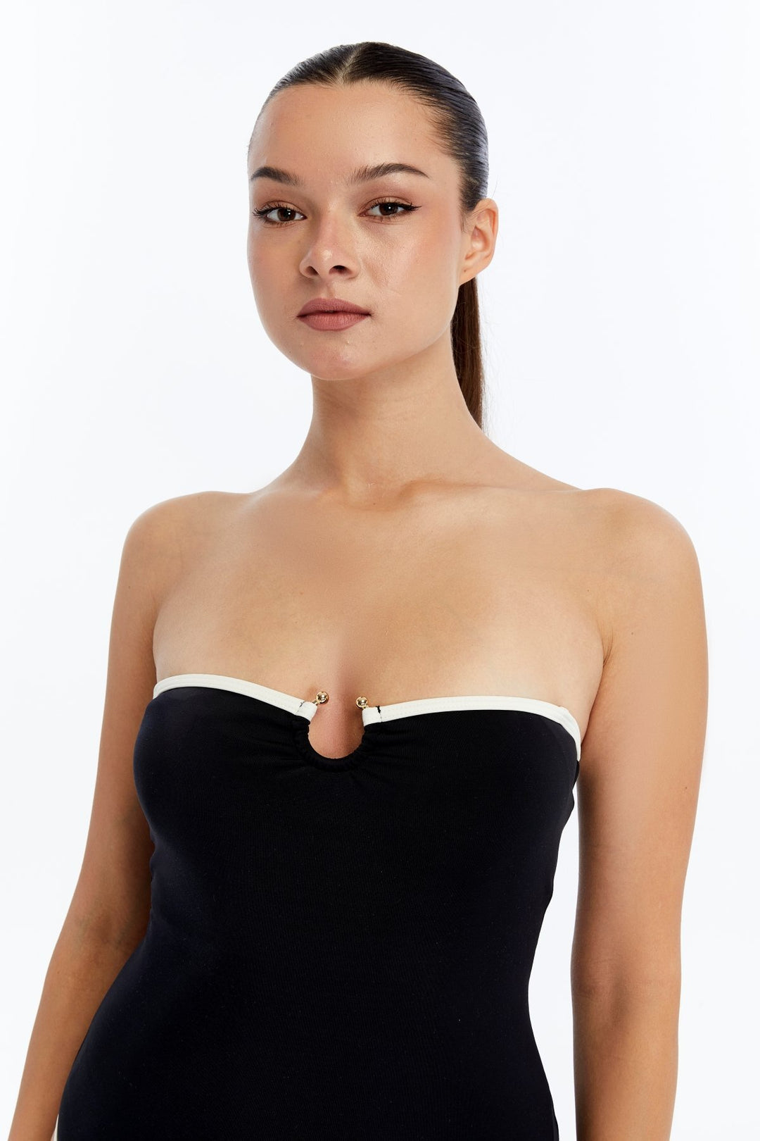 Lovely Things Maillot de bain sans bretelles Virginia - Noir et blanc