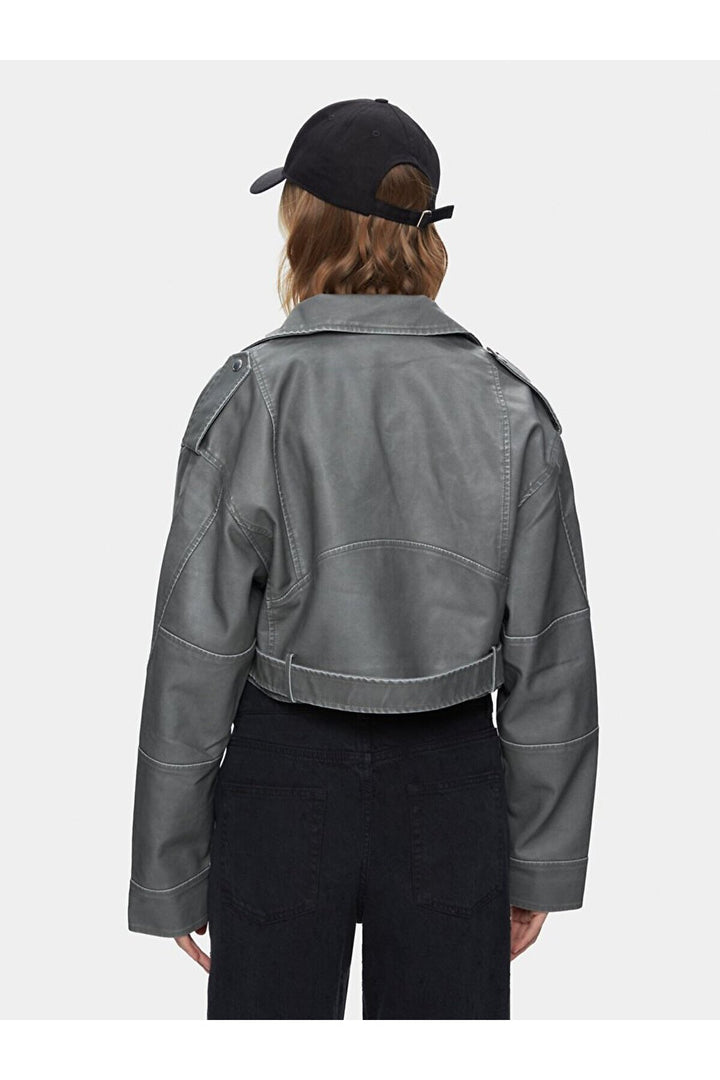 LTB Veste grise à zip avec col cubain effet délavé - Griṡ_204