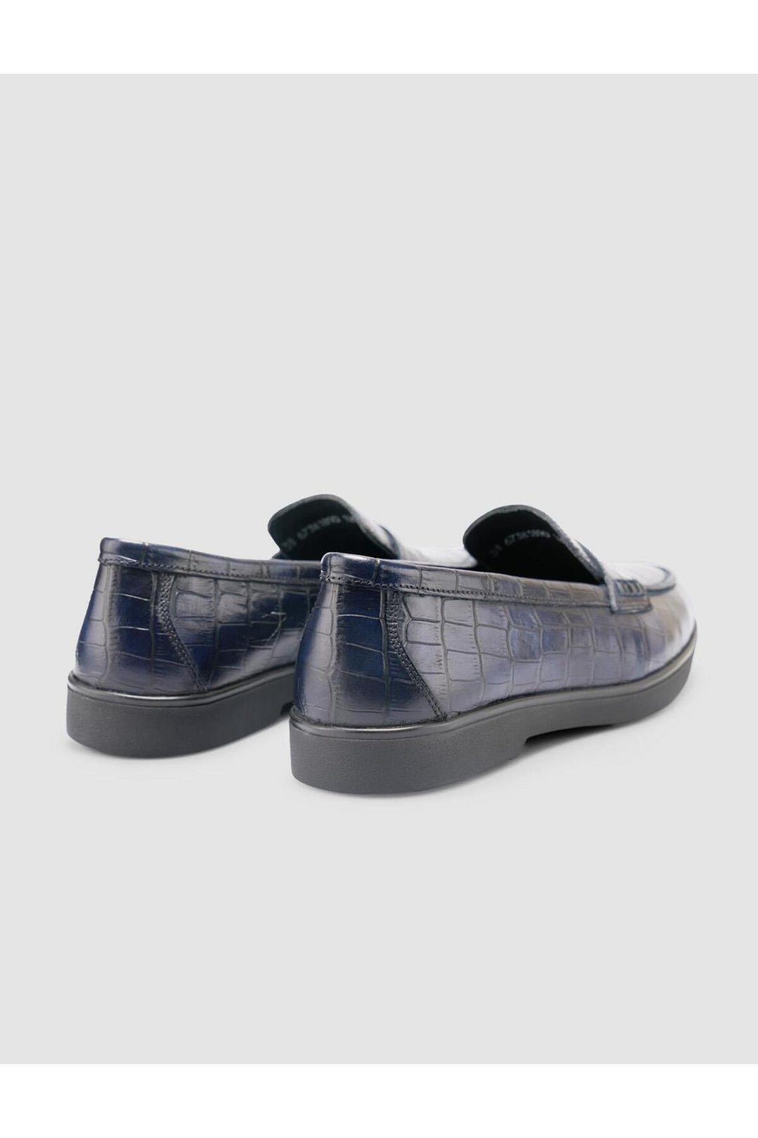 Cabani Shoes %100 Cuir Véritable Mocassins Femme Croco Bleu marine - Bleu marine