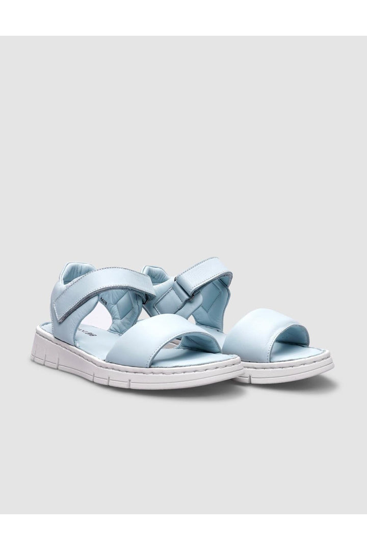 Cabani Shoes Sandales pour femmes en cuir véritable 100% à fermeture velcro bleue - Multicolore