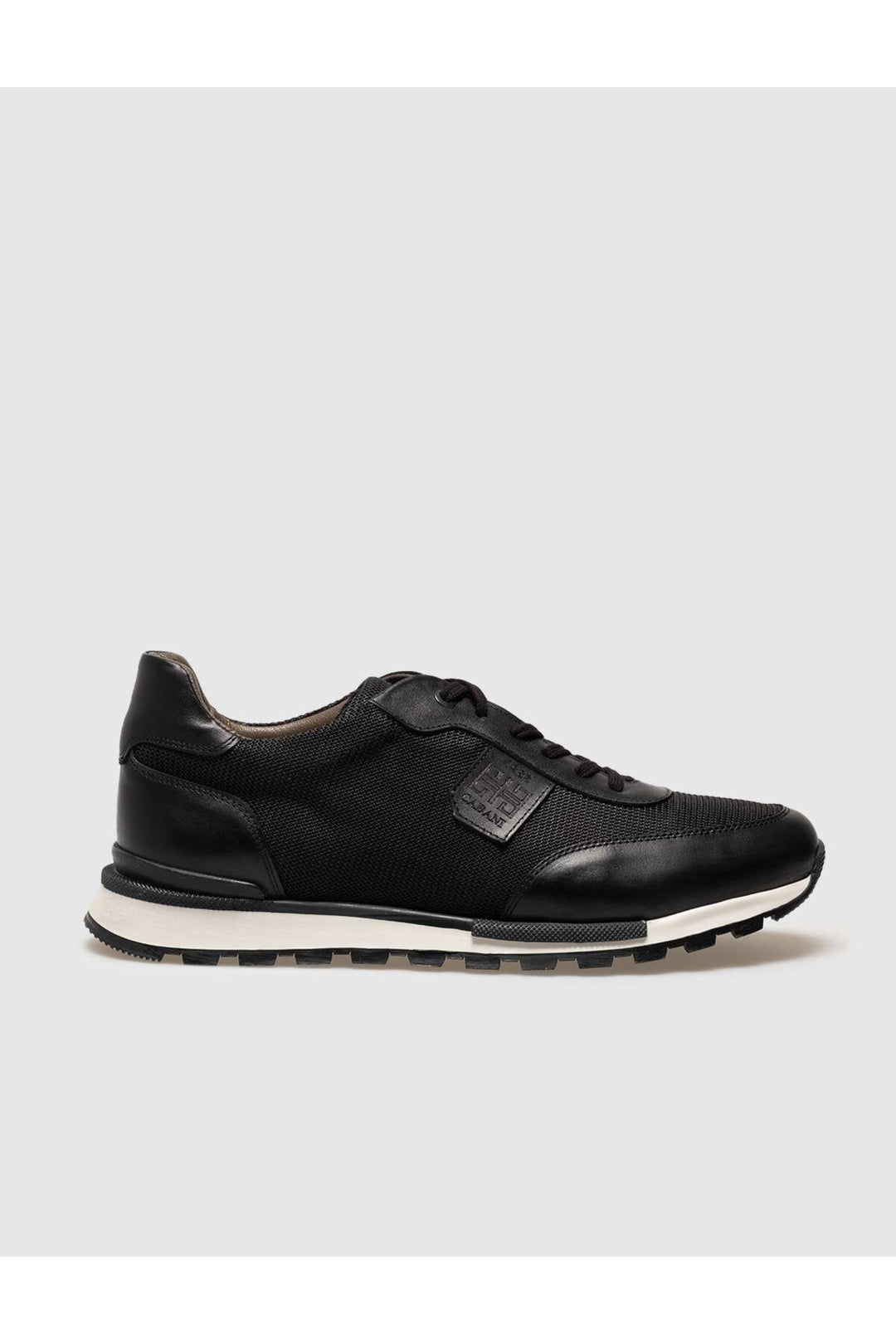 Cabani Shoes Chaussures de sport pour hommes en cuir véritable noires à lacets - Noir