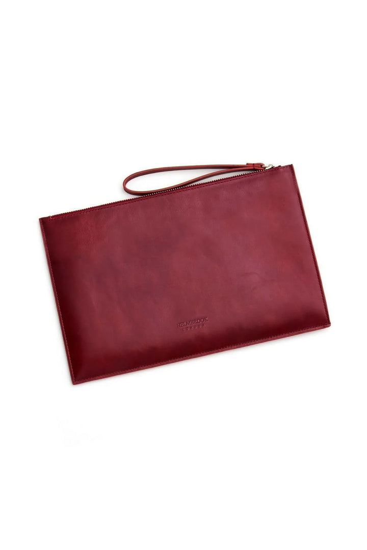 helmbrook Sac porte-documents en cuir véritable pour femme zippé RFID protégé Beverly Burgundy