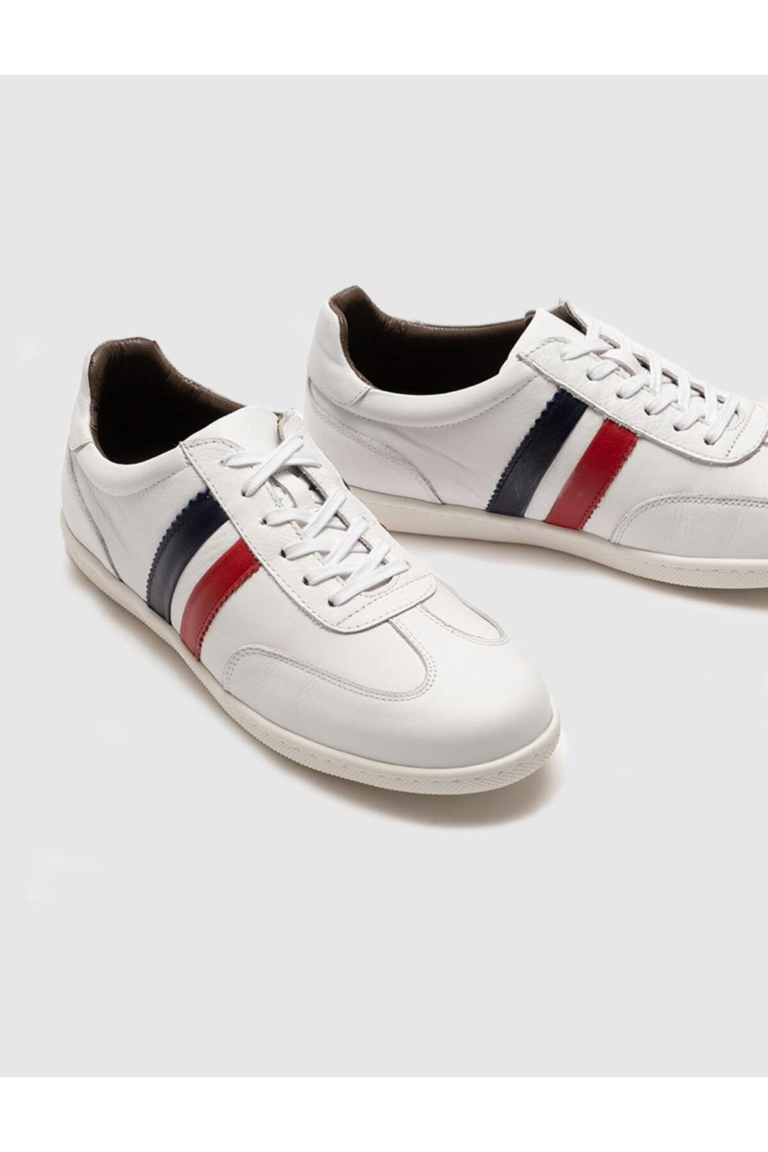 Cabani Shoes Chaussures de sport pour hommes en cuir véritable blanches à lacets - Blanc