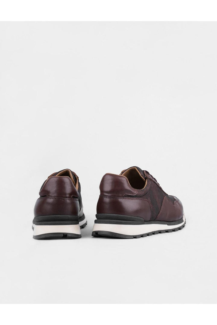 Cabani Shoes Chaussures de sport pour hommes en cuir véritable marron à lacets - Marron