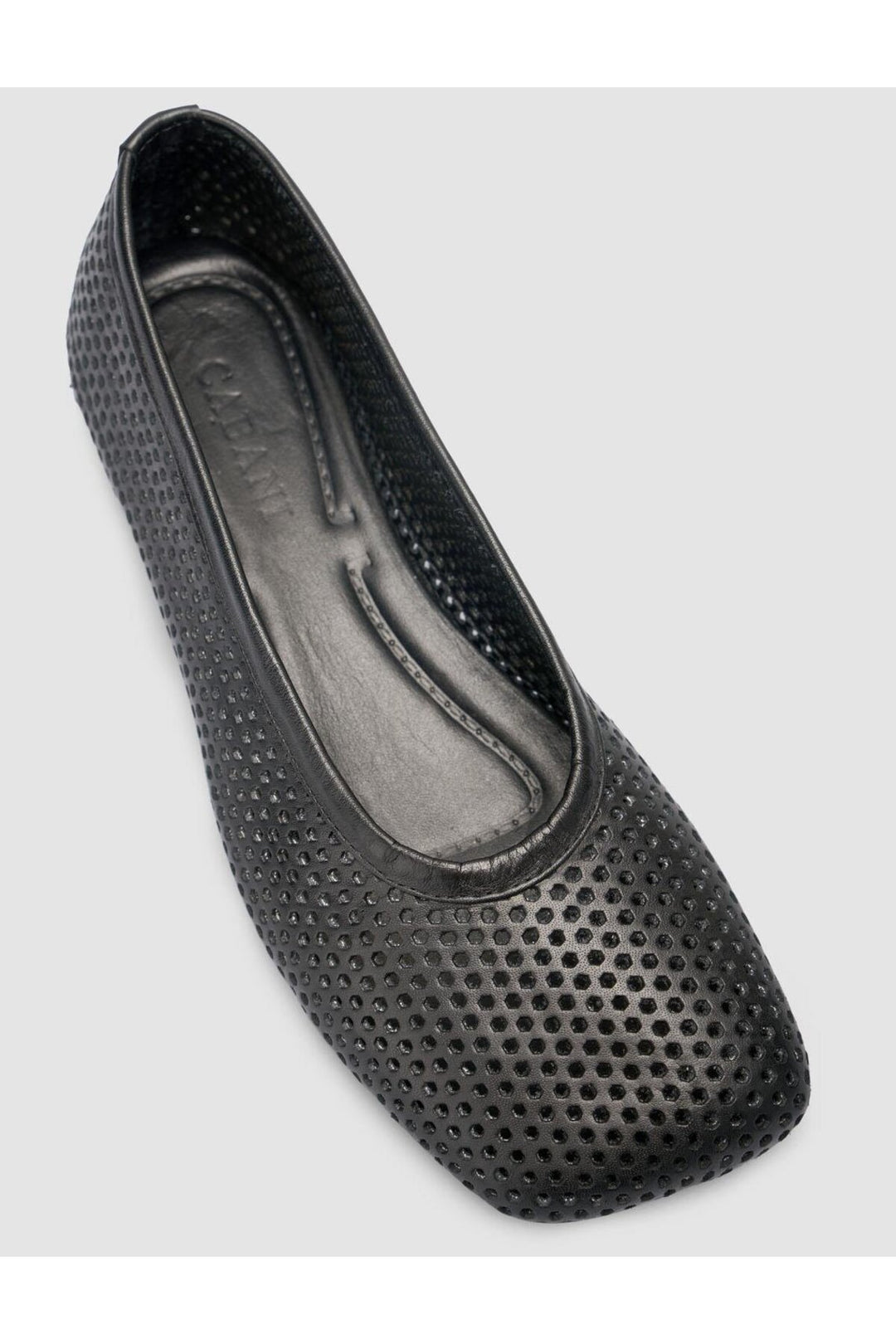 Cabani Shoes %100 Cuir véritable Ballerines noires perforées pour femmes - Noir