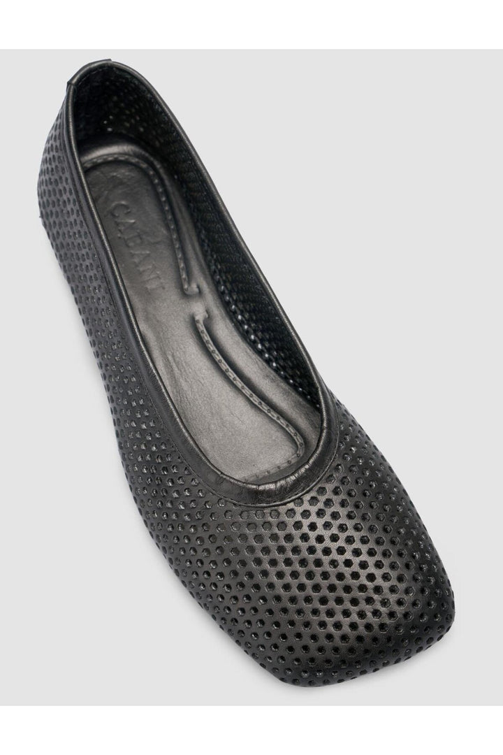Cabani Shoes %100 Cuir véritable Ballerines noires perforées pour femmes - Noir