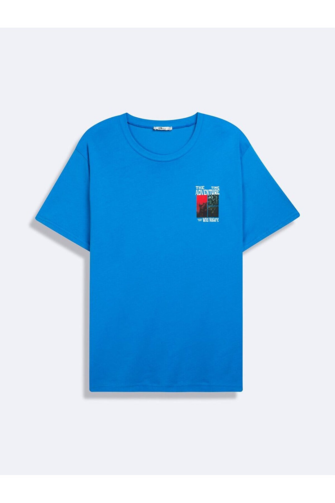 LTB T-shirt bleu imprimé avec slogan « Zero Collar » à manches courtes