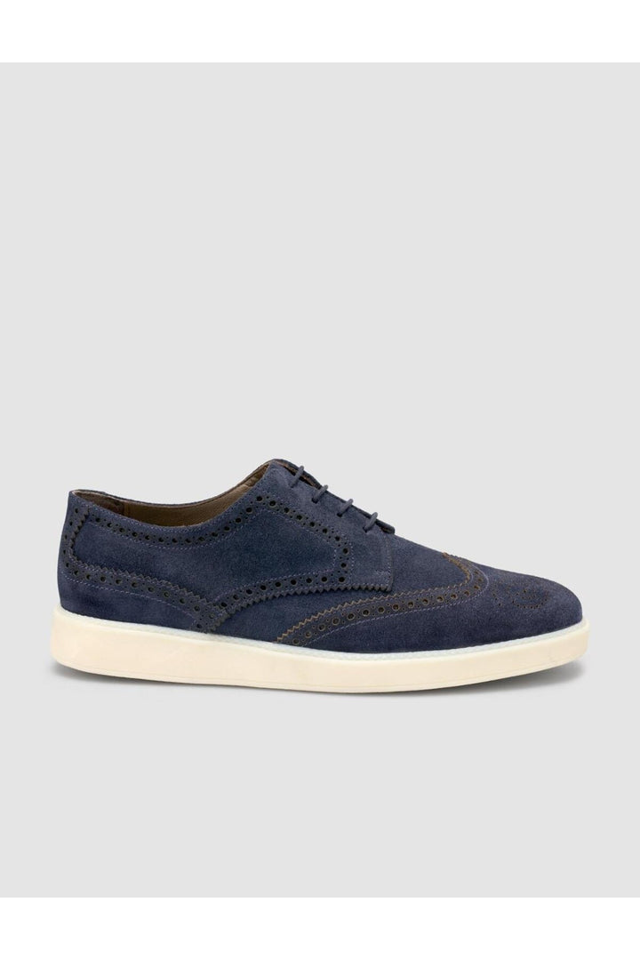 Cabani Shoes Chaussures de ville pour hommes en cuir suédé 100% véritable bleu marine - Bleu marine