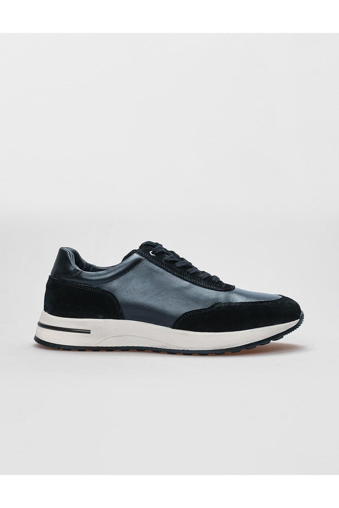 Cabani Shoes Chaussures de sport pour hommes en cuir véritable bleu marine à lacets - Bleu marine