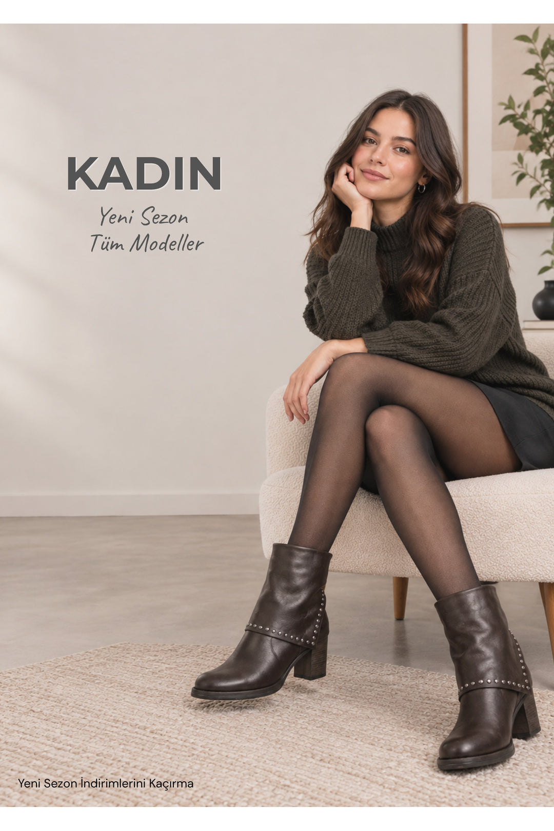 Wavelys Bottines à talons en cuir véritable marron avec détails cloutés - Marron