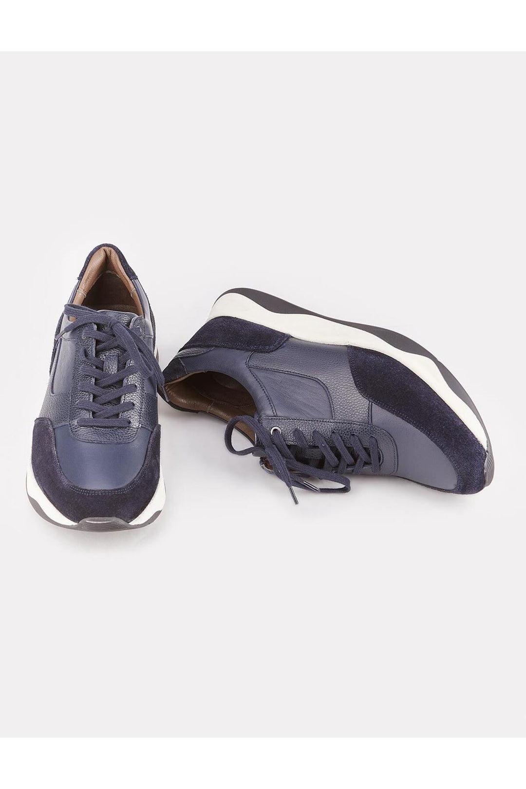 Cabani Shoes Chaussures de sport en cuir véritable pour homme bleu marine à lacets - Bleu marine