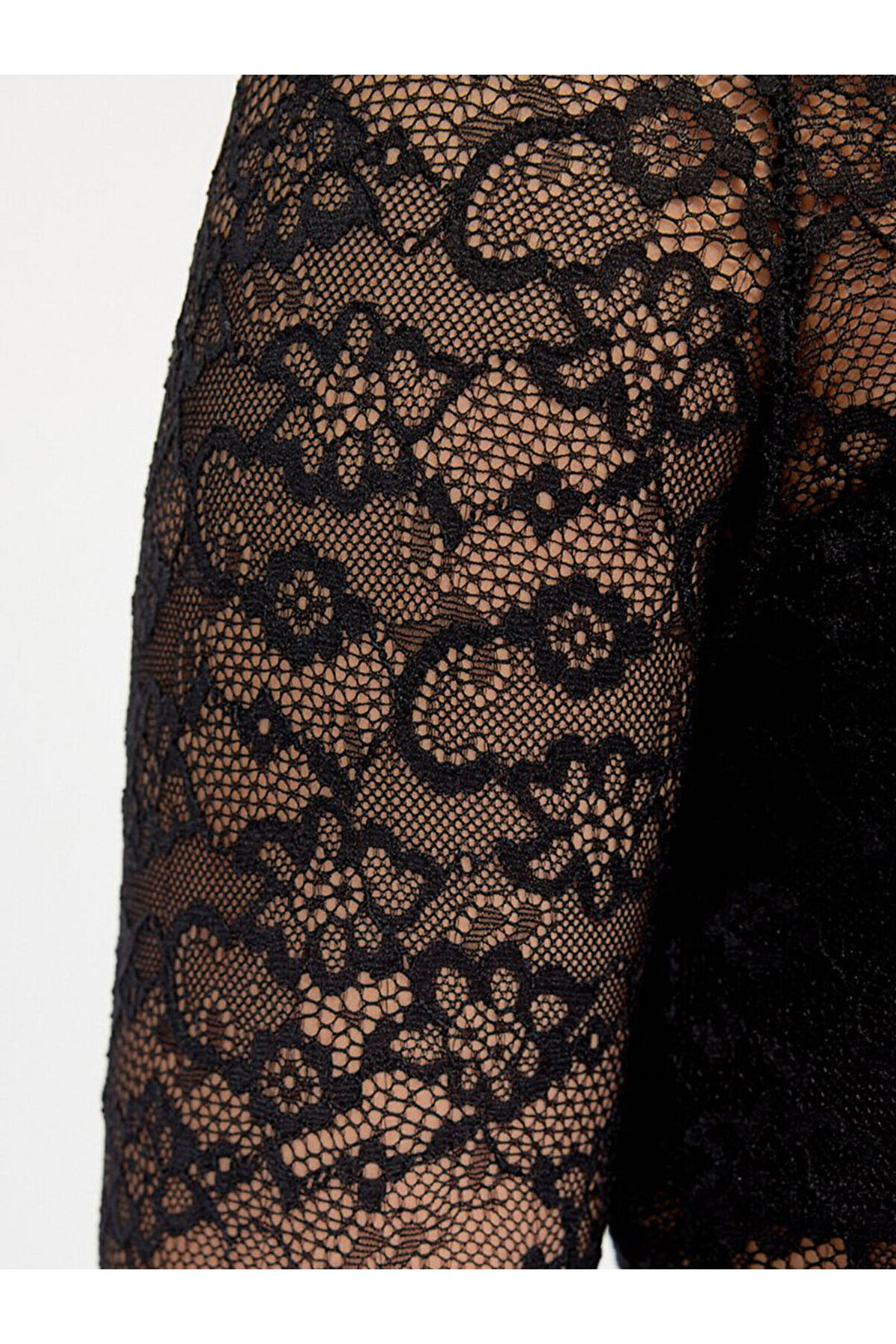 LTB Sweat noir à épaules ouvertes et boule courte en dentelle