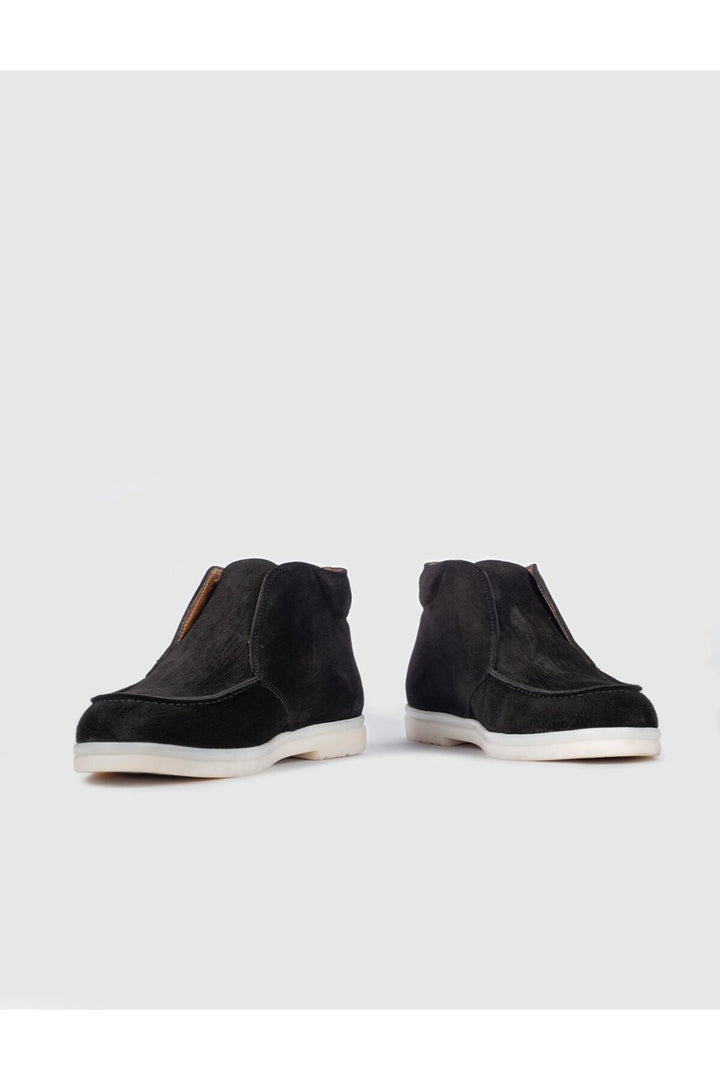 Cabani Shoes Bottines quotidiennes pour hommes en cuir véritable suédé noir - Multicolore