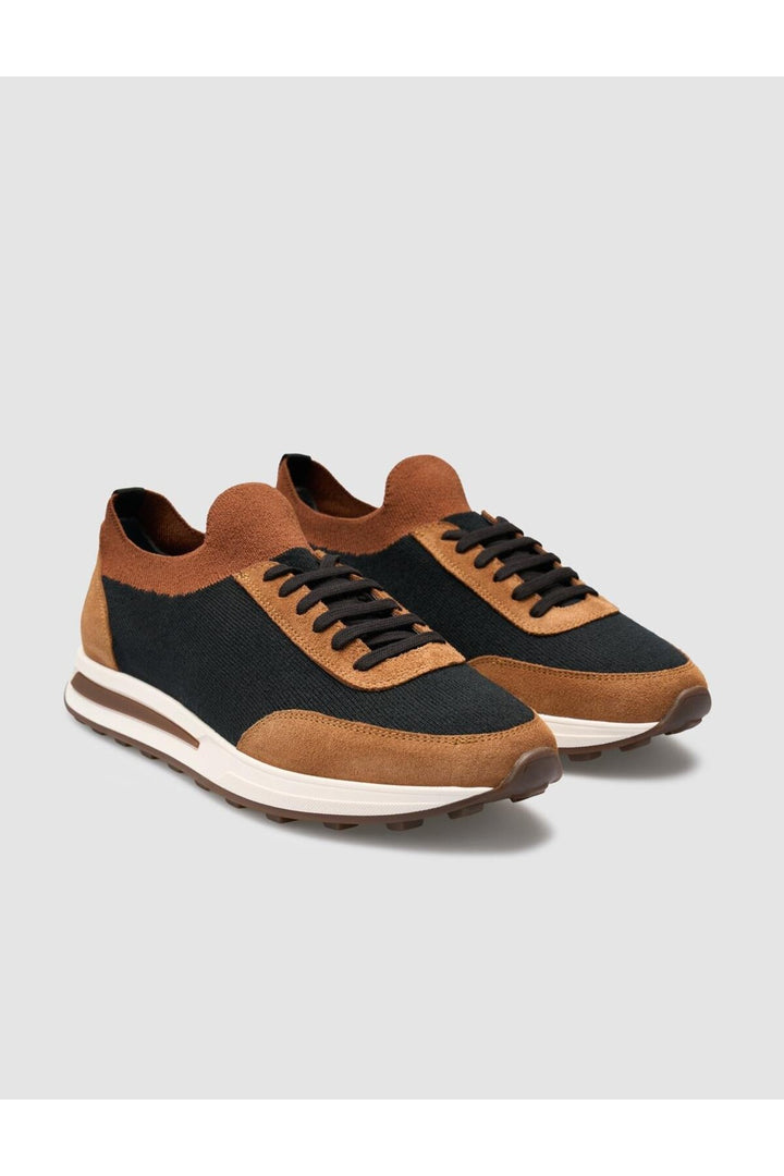 Cabani Shoes Chaussures de sport pour hommes en tricot orange avec lacets. - Orange