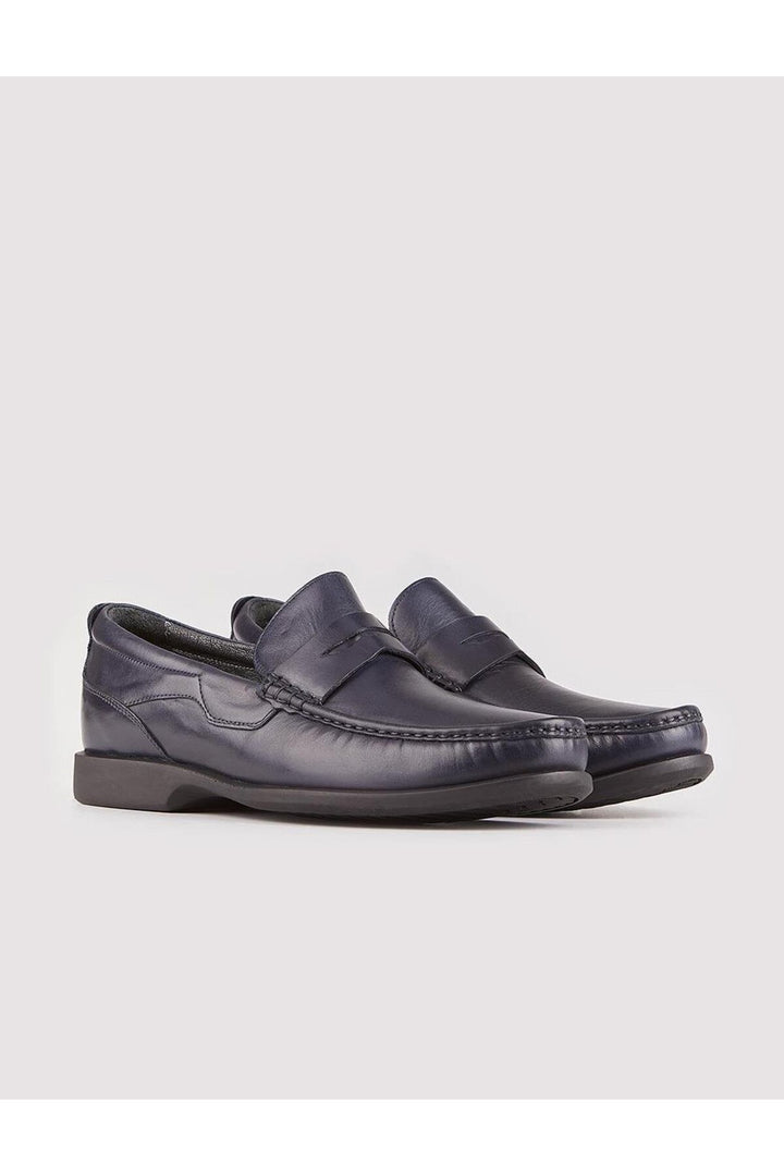 Cabani Shoes Chaussures de ville pour hommes en cuir véritable bleu marine antidérapantes - Bleu marine
