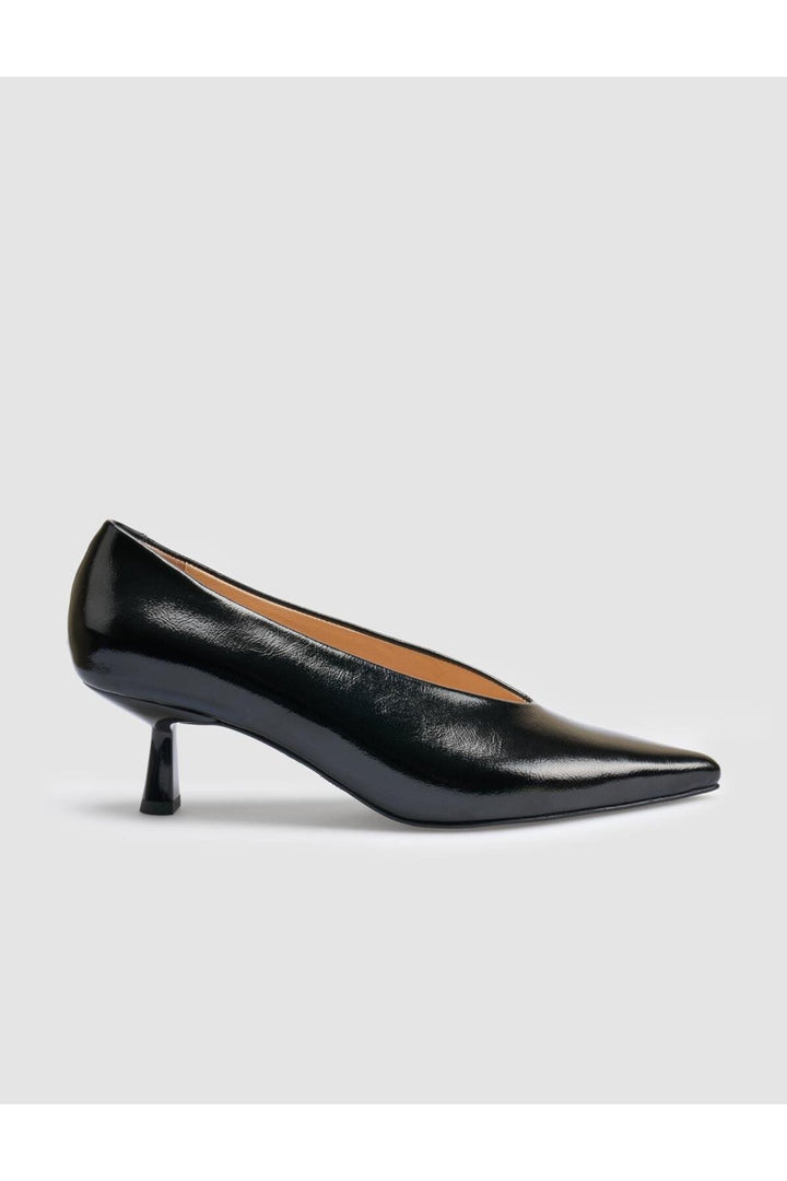 Cabani Shoes %100 Cuir véritable Escarpins noirs en vernis pour femmes - Noir