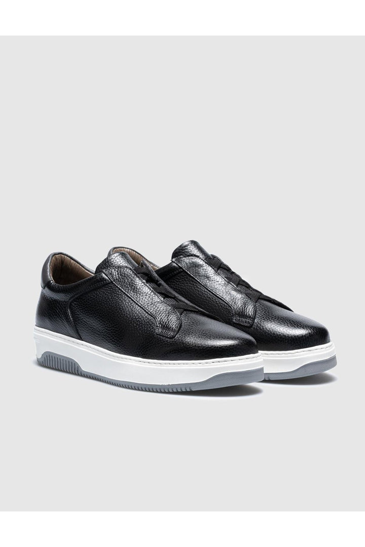 Cabani Shoes Chaussures de sport pour hommes en cuir véritable noir à lacets. - Noir