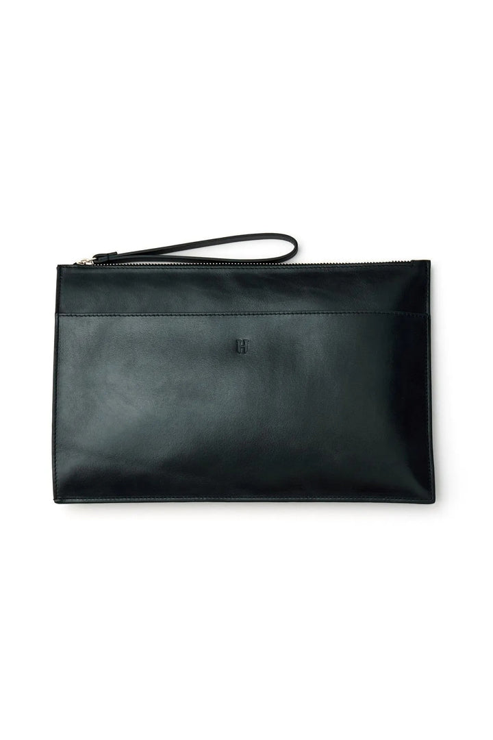 helmbrook Sac Portefeuille en Cuir Véritable pour Femme Zippé RFID Protégé Beverly Black