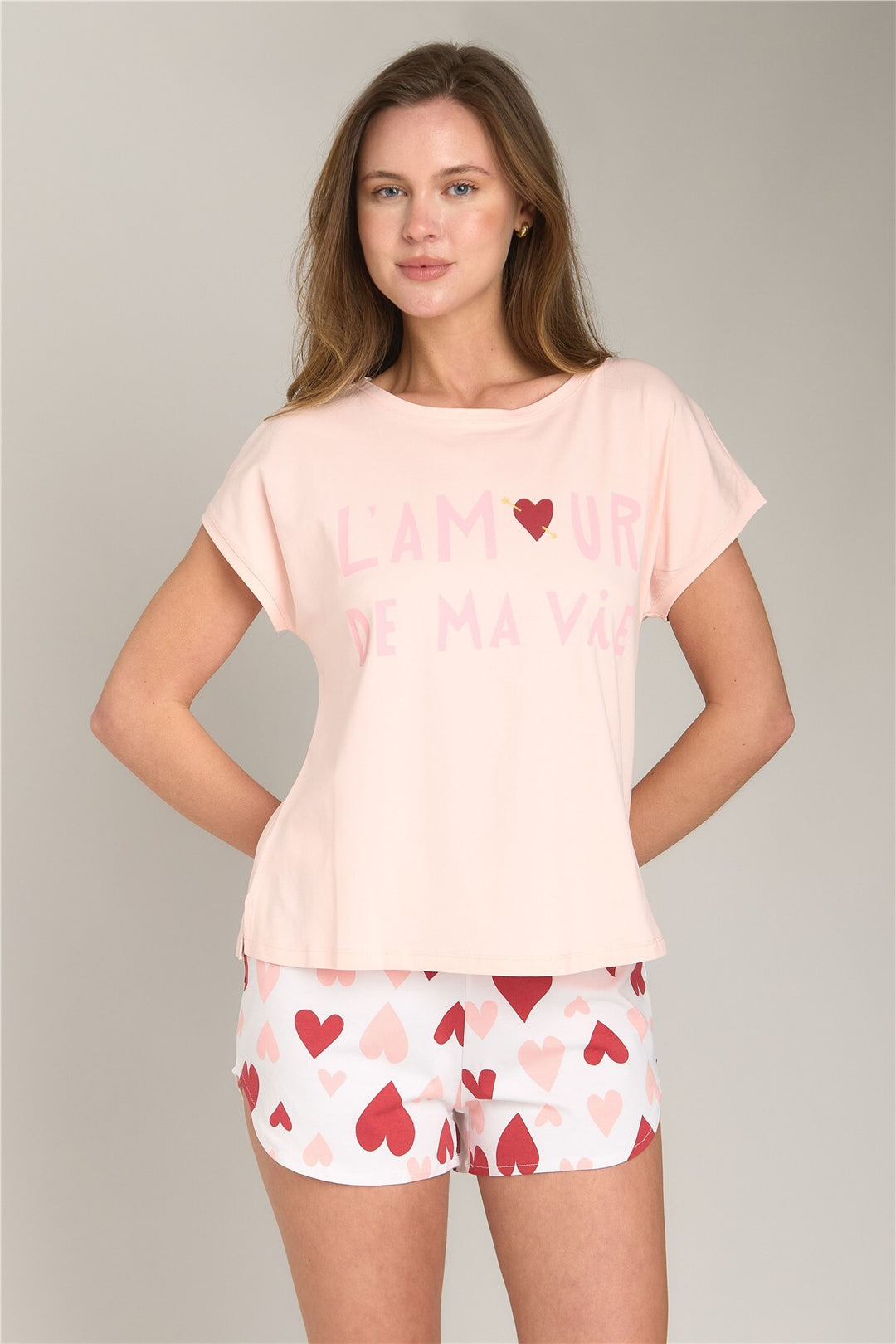 Lovely Things Ensemble de shorts sans manches LAMOUR Orme - Ensemble de pyjamas - Rose clair