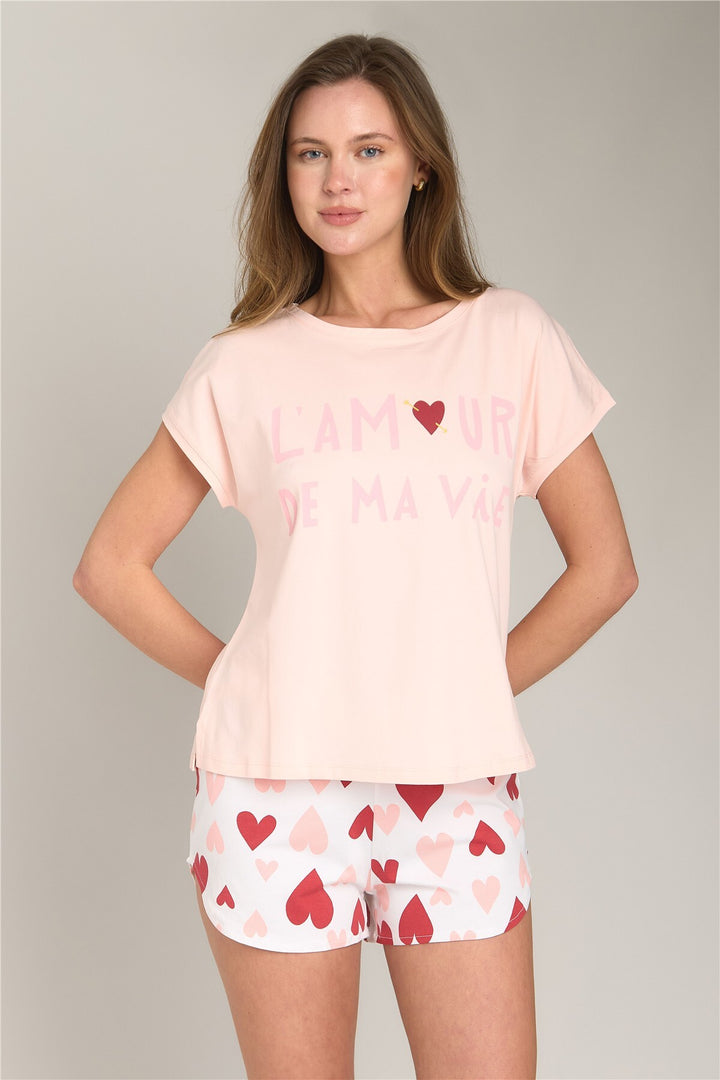 Lovely Things Ensemble de shorts sans manches LAMOUR Orme - Ensemble de pyjamas - Rose clair