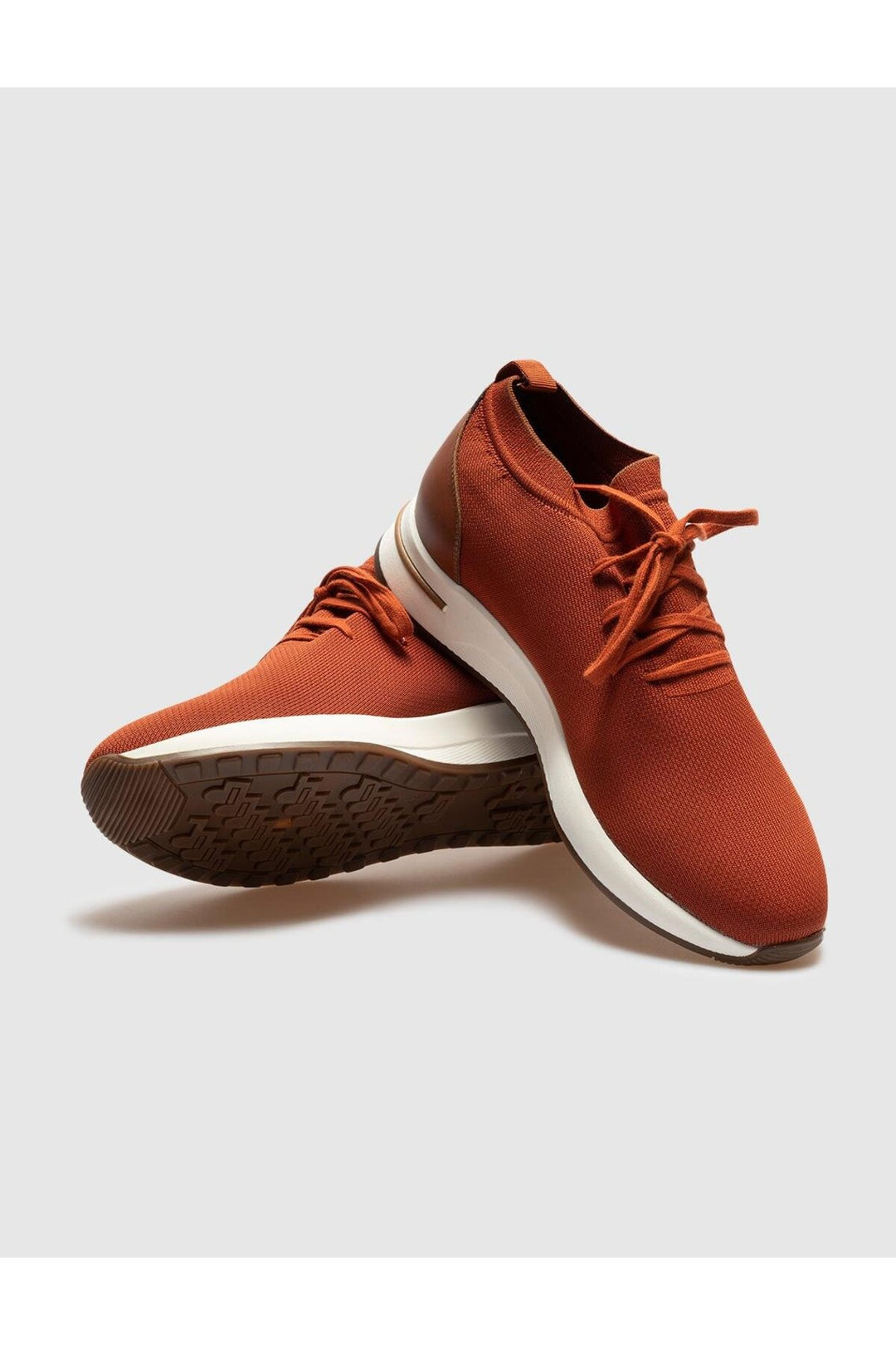 Cabani Shoes Chaussures de sport pour hommes en tricot rouge brique avec lacets - Orange