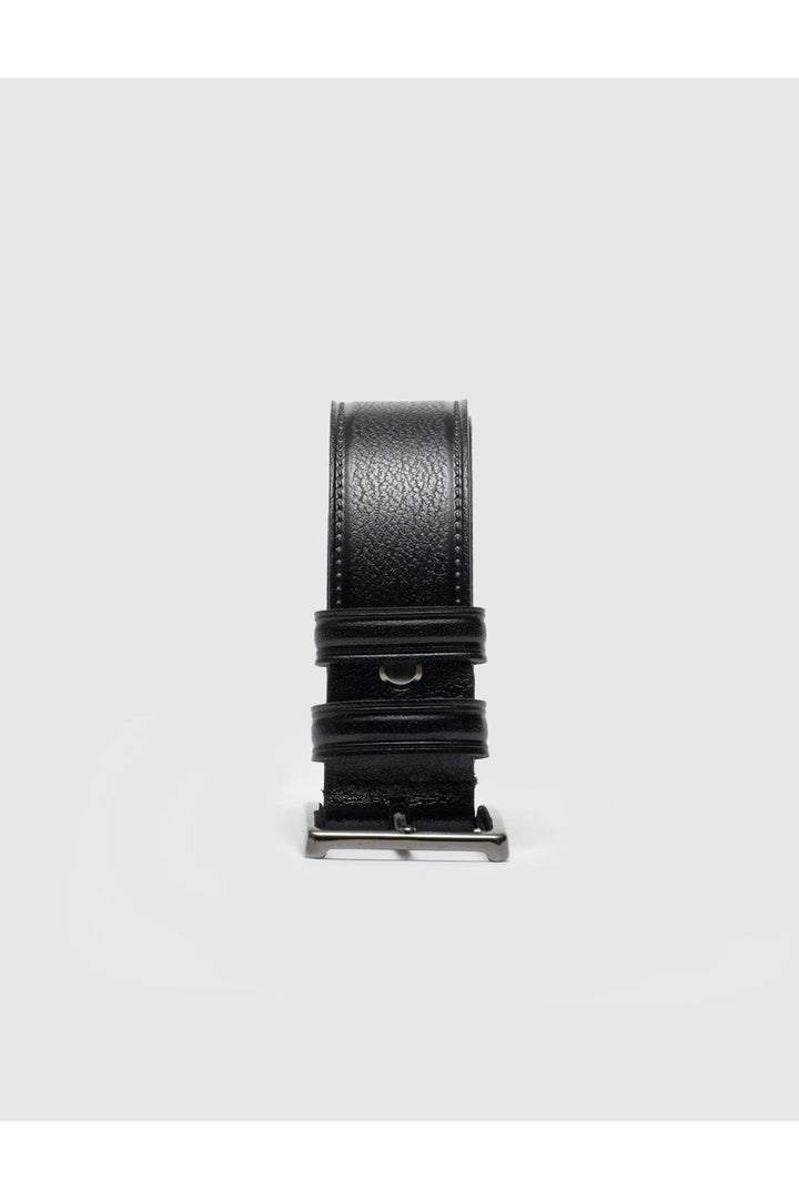 Cabani Shoes Ceinture classique pour homme en cuir véritable noir de 3,5 cm avec couture. - Multicolore