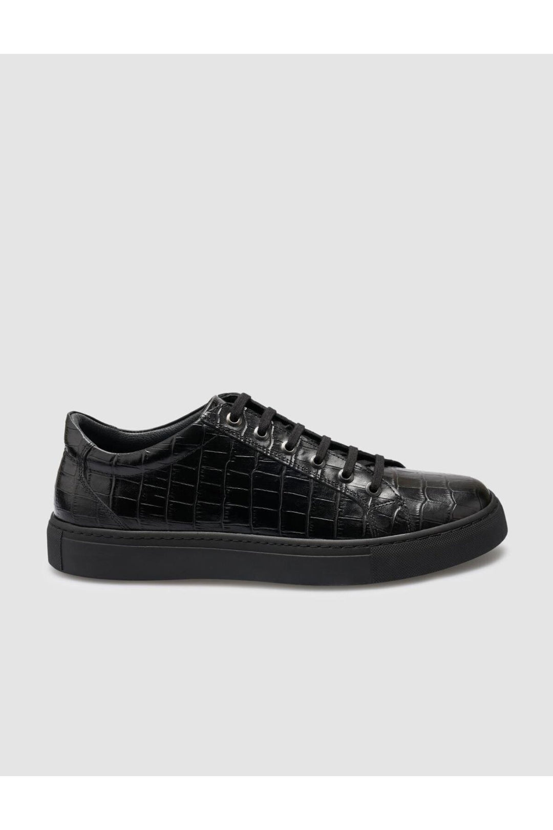 Cabani Shoes %100 Cuir véritable Noir Croco Chaussures de sport pour hommes - Noir