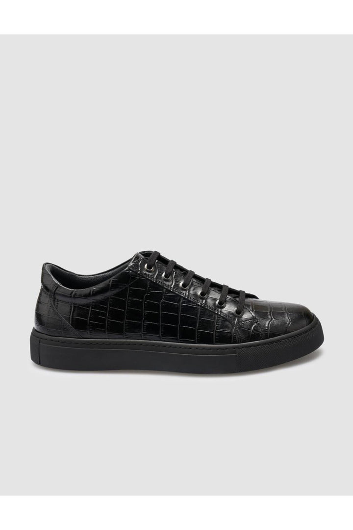 Cabani Shoes %100 Cuir véritable Noir Croco Chaussures de sport pour hommes - Noir