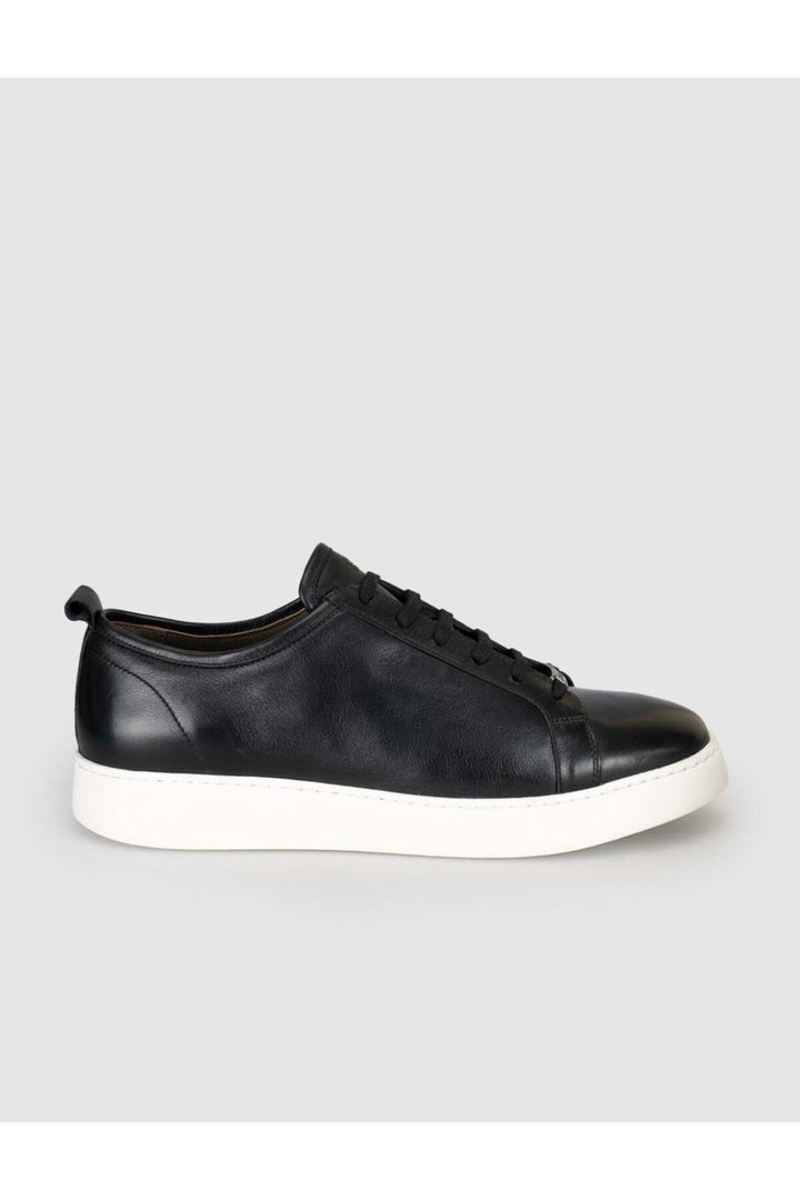 Cabani Shoes Baskets homme en cuir de veau véritable noir à lacets. - Multicolore