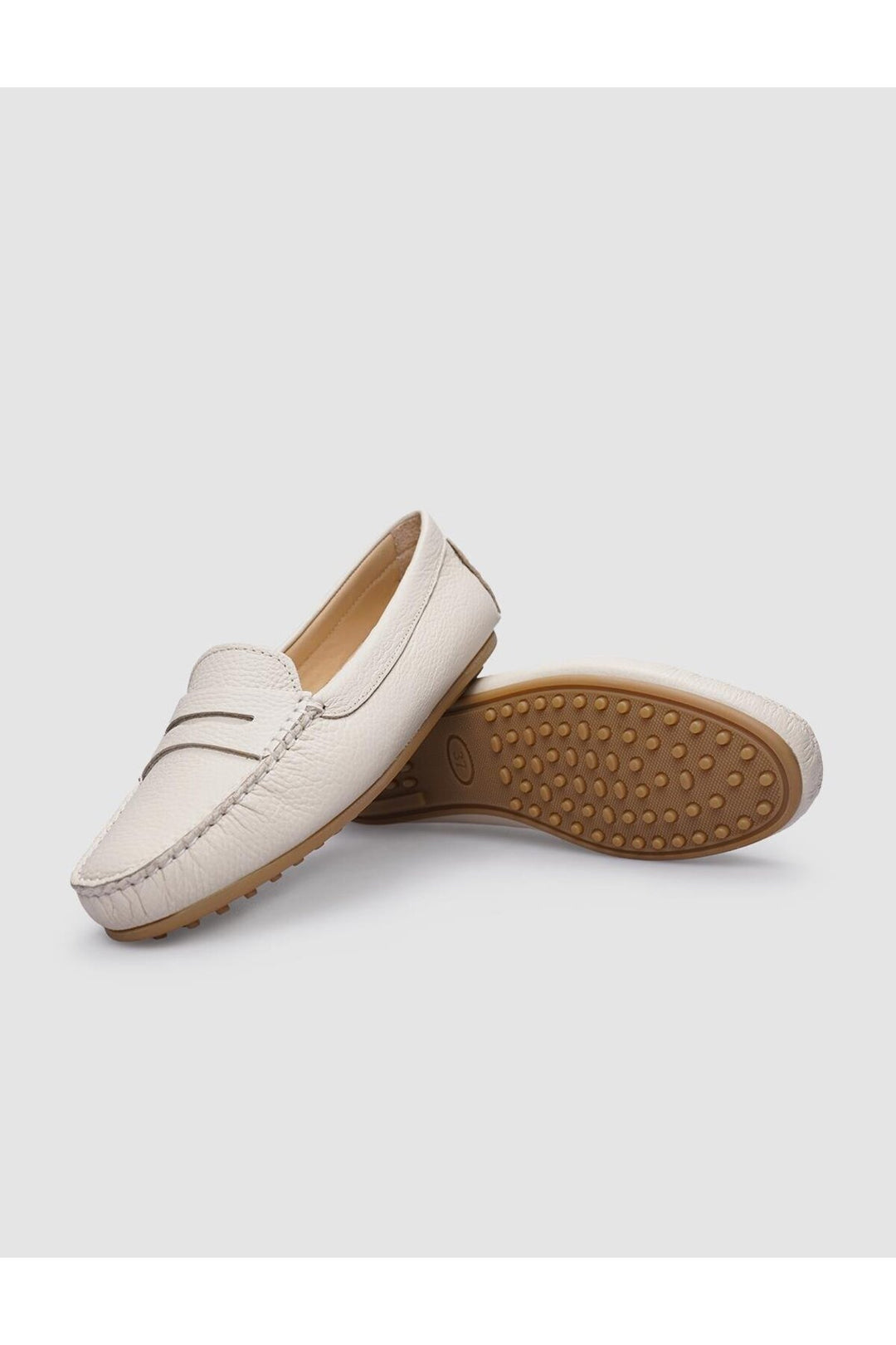 Cabani Shoes %100 Cuir Véritable Mocassins Femme Beige - Beige
