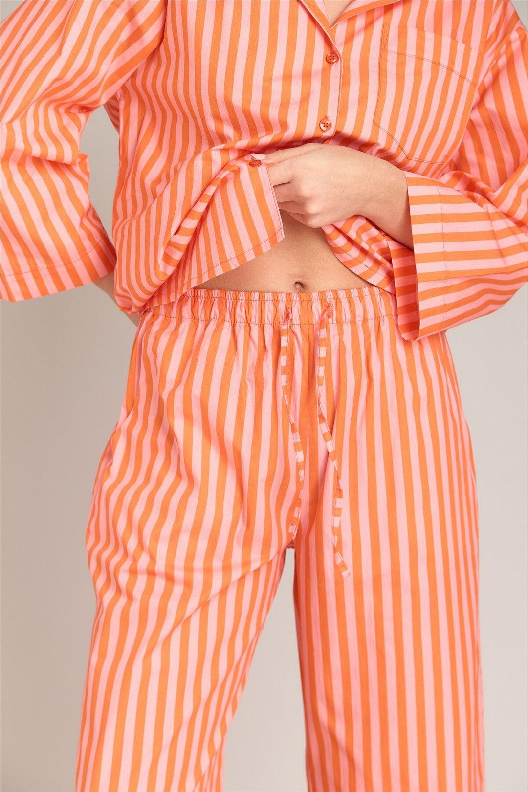 Lovely Things SUZIE Pantalon de pyjama en popeline à rayures - Orange