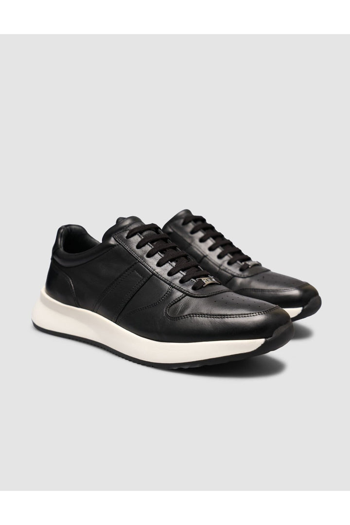 Cabani Shoes %100 Cuir véritable texturé Noir Napa Baskets à lacets pour homme - Multicolore