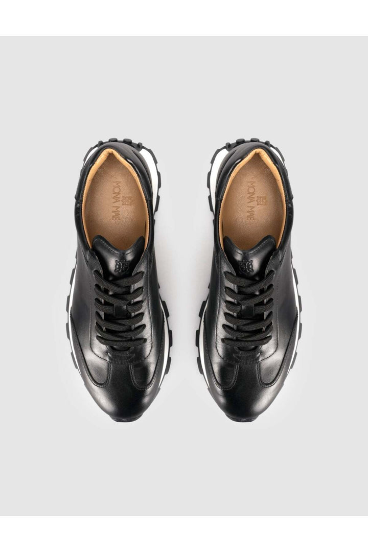 Cabani Shoes Baskets femme en cuir véritable noir - Multicolore