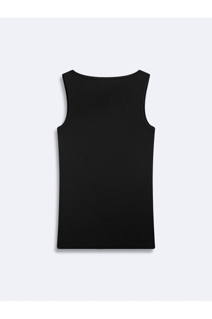 LTB Singlet noir basique sans manches à col en U