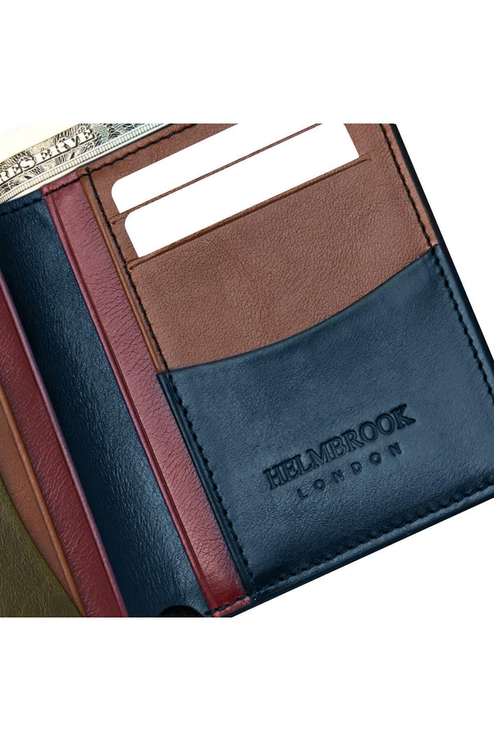 Helmbrook Portefeuille en cuir bleu marine pour homme de Dayton (couleur Plus) Slim Design Multi-Bay Rfid Protected